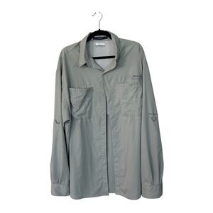 Columbia Men’s Tamiami Long Sleeve Gray Button Up Front Fishing Shirt Sz XL GUC